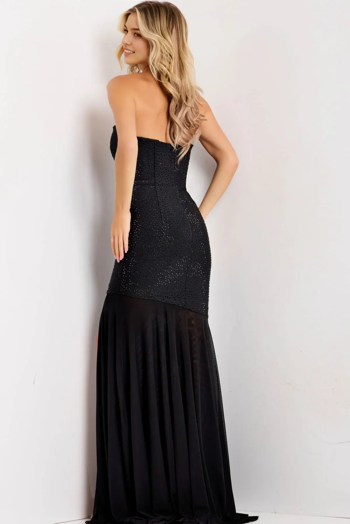 Glamorous Mermaid Strapless Sleeveless Open-Back High-Low Prom Dress