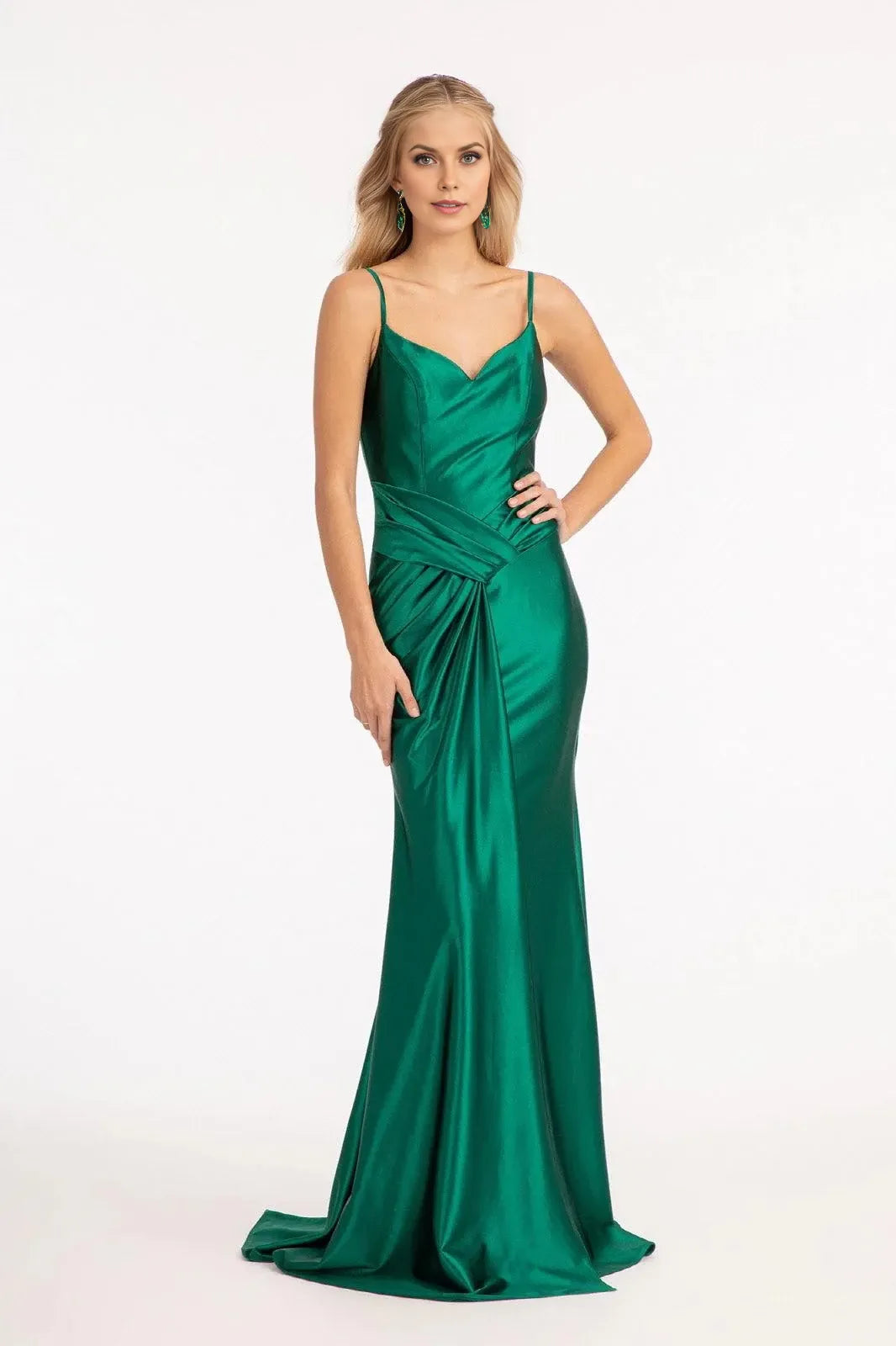 Glamorous Mermaid Sweetheart Spaghetti-Strap Open-Back Floor-Length Satin Prom Dress