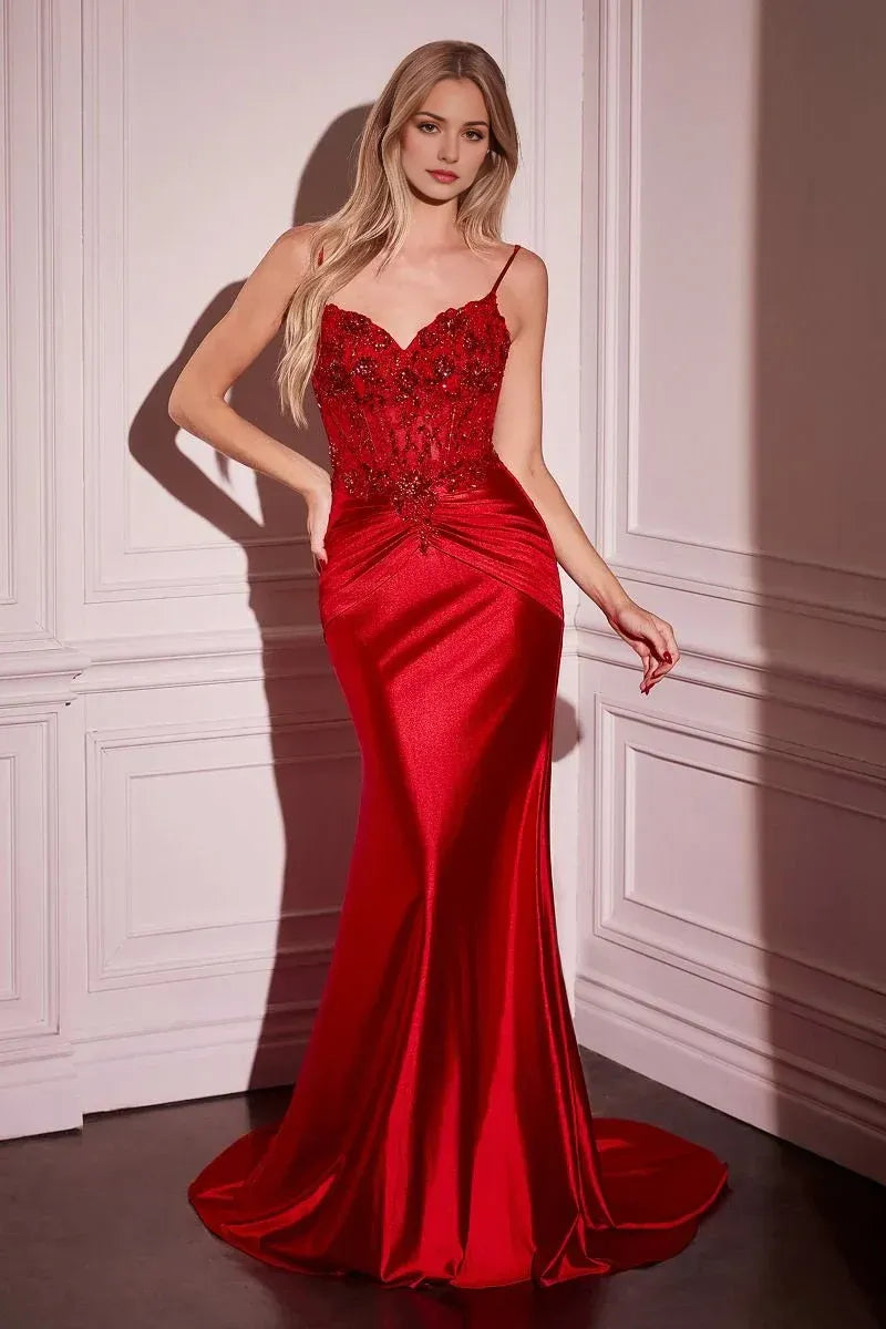 Glamorous Mermaid Sweetheart Spaghetti Strap Solid Back Floor Length Prom Dress