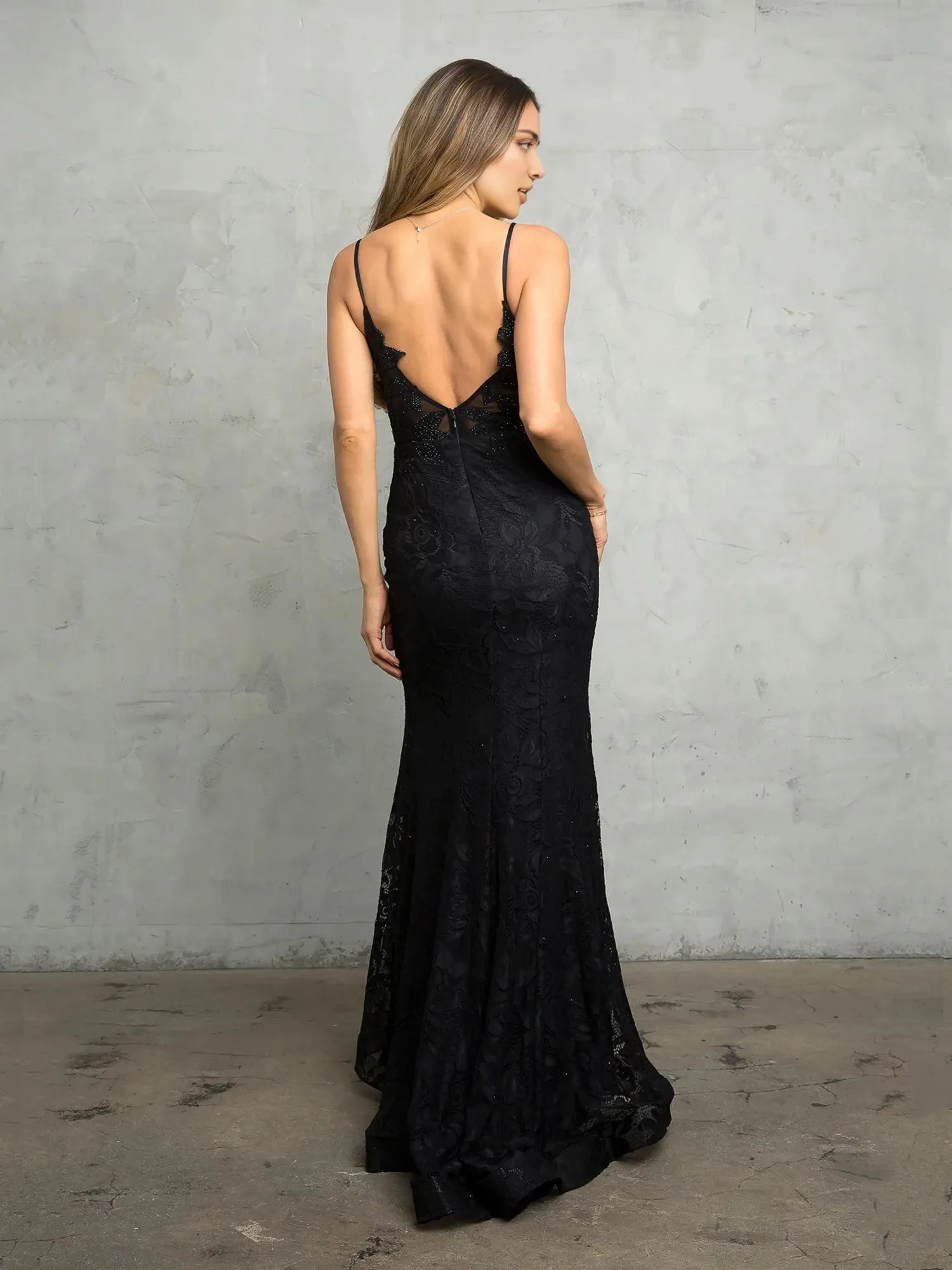 Glamorous Mermaid V Neck Spaghetti Strap Open Back Floor Length Prom Dress