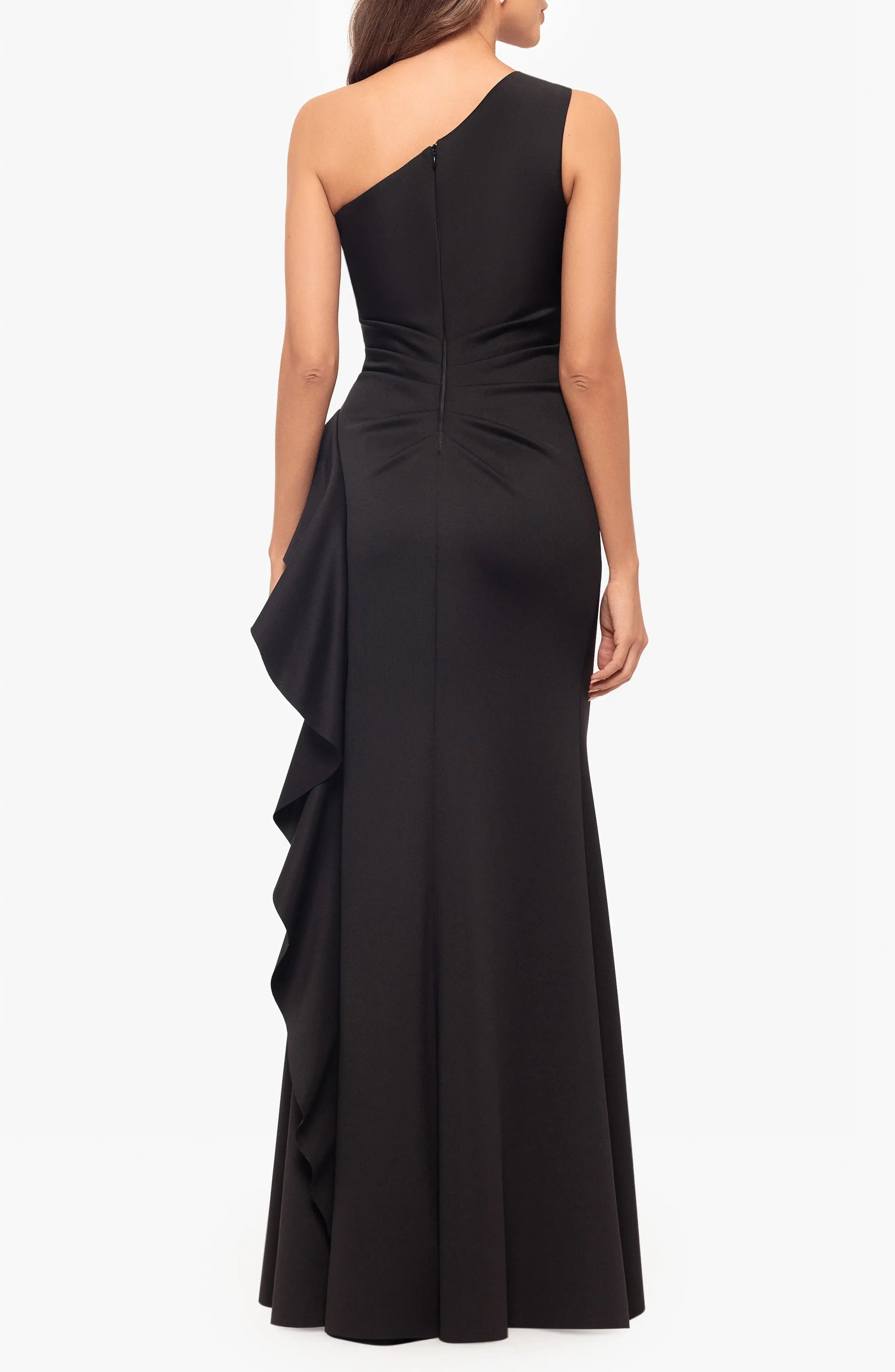 Glamorous Trumpet One Shoulder Sleeveless Ruffled Back Maxi For Sale Evening Dress