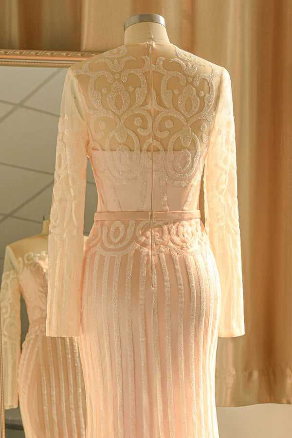 Glamorous Long Sleeve Sequins Prom Dress Mermaid Long Simple gentle atmospheric and unique design