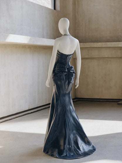 Goddess Liquid Metal Dress simple gentle atmospheric and unique desi Bring summer colors to enhance whiteness