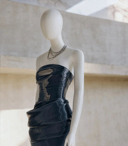 Goddess Liquid Metal Dress simple gentle atmospheric and unique desi Bring summer colors to enhance whiteness