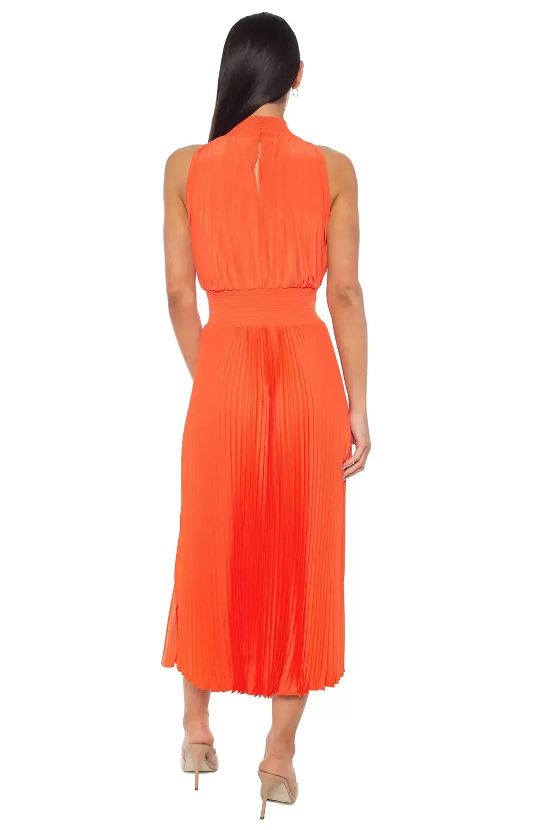Gorgeous A Line High Neck Sleeveless Keyhole Back Midi Length Mother of the Bride Dress