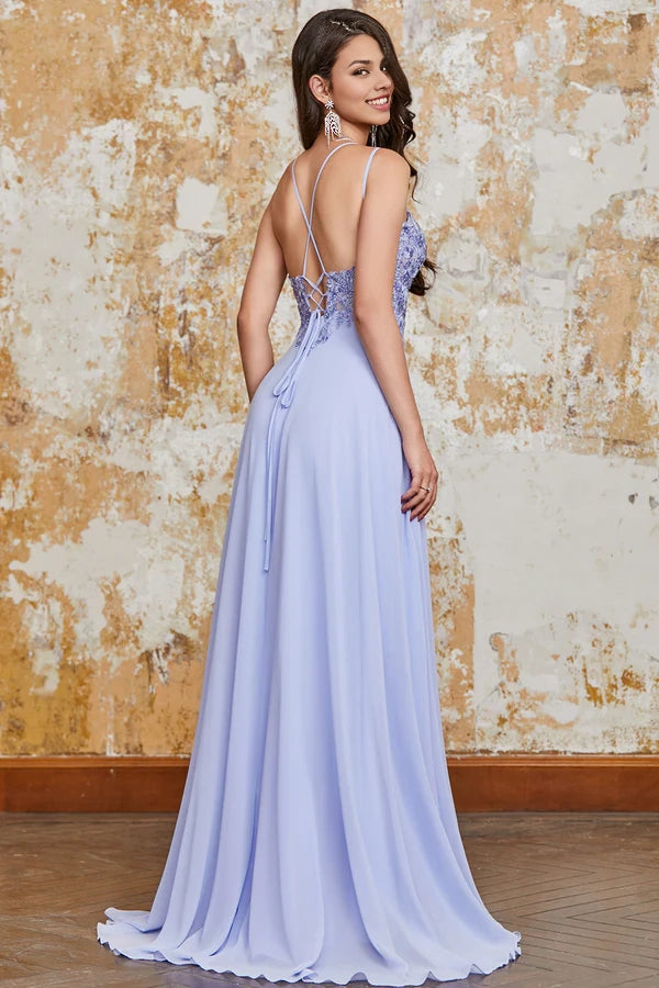 Gorgeous A Line Spaghetti Straps Lavender Long Prom Dress with Criss Cross Back simple gentle atmospheric and unique desi