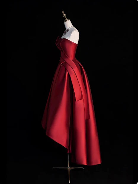 Gorgeous Ball Gown Strapless Burgundy Prom Dresses Formal Summer Wedding Guest Dresses Wedding Guest Outfits  simple gentle atmospheric and unique desi Bring summer colors to enhance whiteness