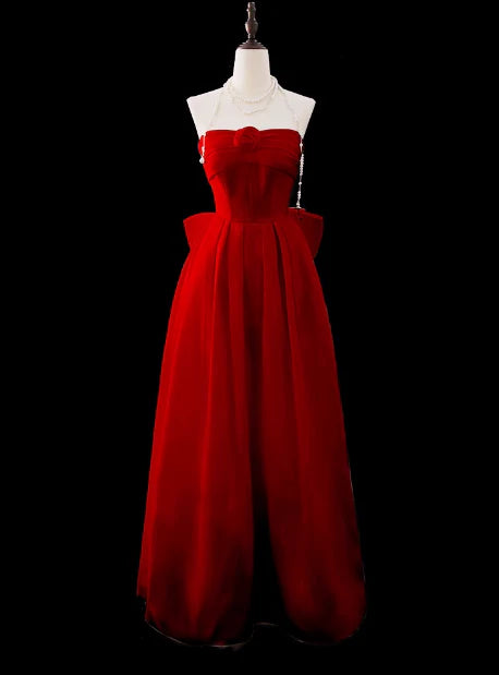 Gorgeous Ball Gown Strapless Red Prom Dresses Formal Summer Wedding Guest Dresses Wedding Guest Outfits With Scarf simple gentle atmospheric and unique desi Bring summer colors to enhance whiteness