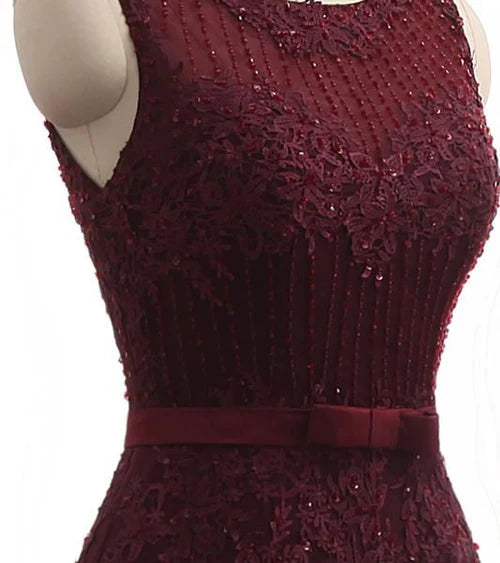 Gorgeous Burgundy Mermaid Prom Dress With Lace Appliques Simple gentle atmospheric and unique design