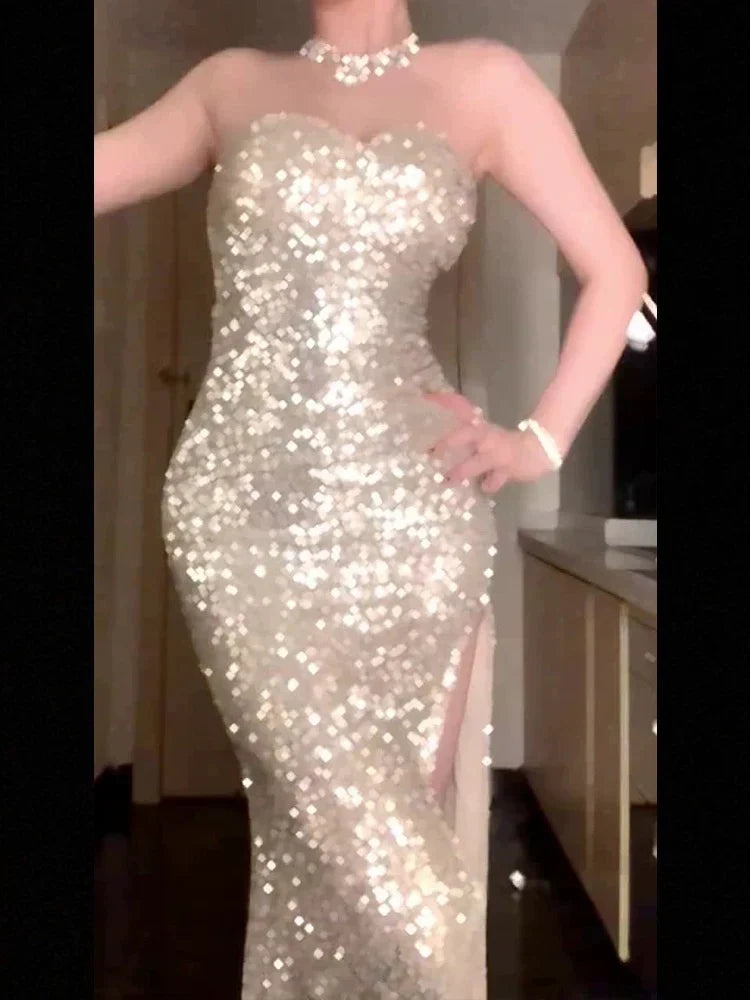 Gorgeous Mermaid Sweetheart Sequin Evening Dress Prom Dresses Birthday Outfits formal wear dresses﻿ simple gentle atmospheric and unique desi Bring summer colors to enhance whiteness