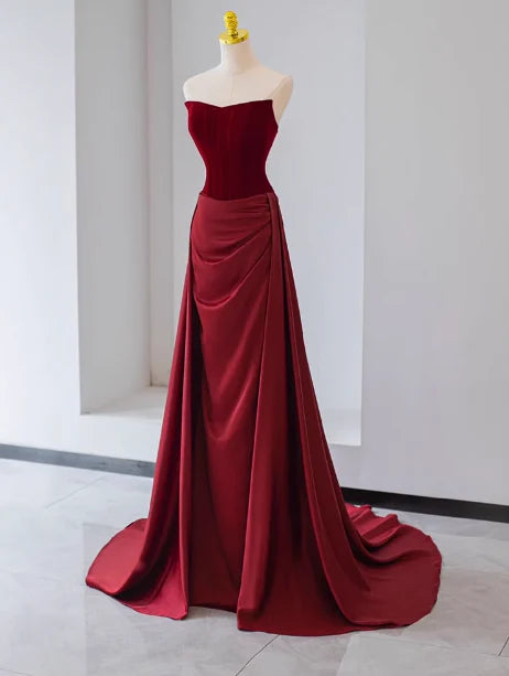 Gorgeous Sheath Strapless Satin Prom Dresses Formal Summer Wedding Guest Dresses Wedding Guest Outfits With Scarf  simple gentle atmospheric and unique desi Bring summer colors to enhance whiteness