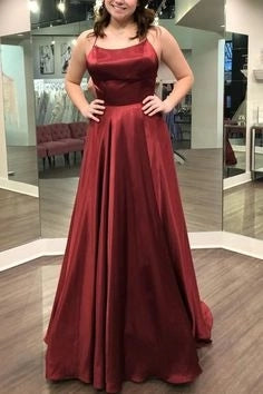 Gorgeous Straps Red Long Prom Dress with Slit  simple gentle atmospheric and unique desi Bring summer colors to enhance whiteness
