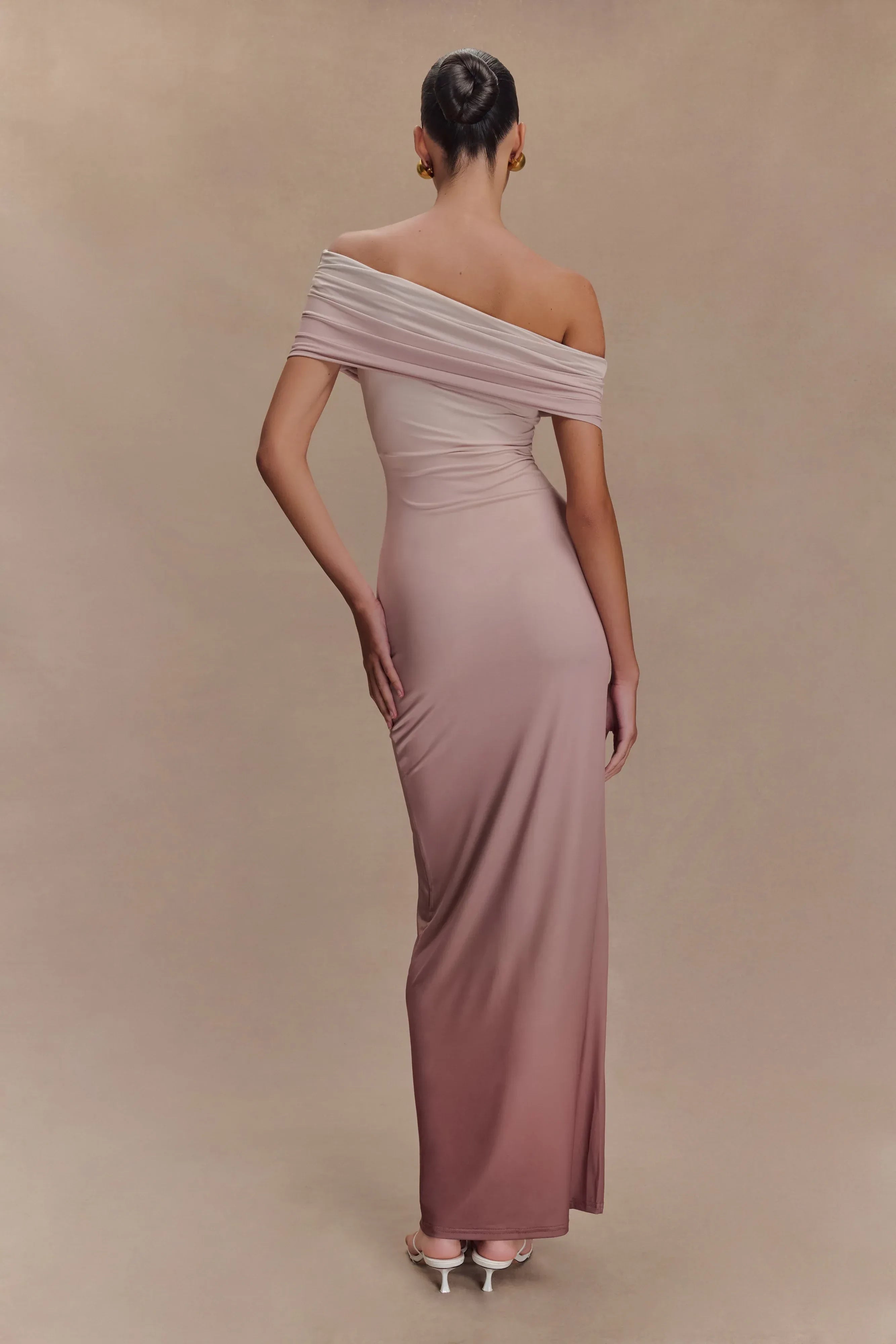 Graceful Mermaid One Shoulder Cap Sleeve Draped Back Floor Length Prom Dress