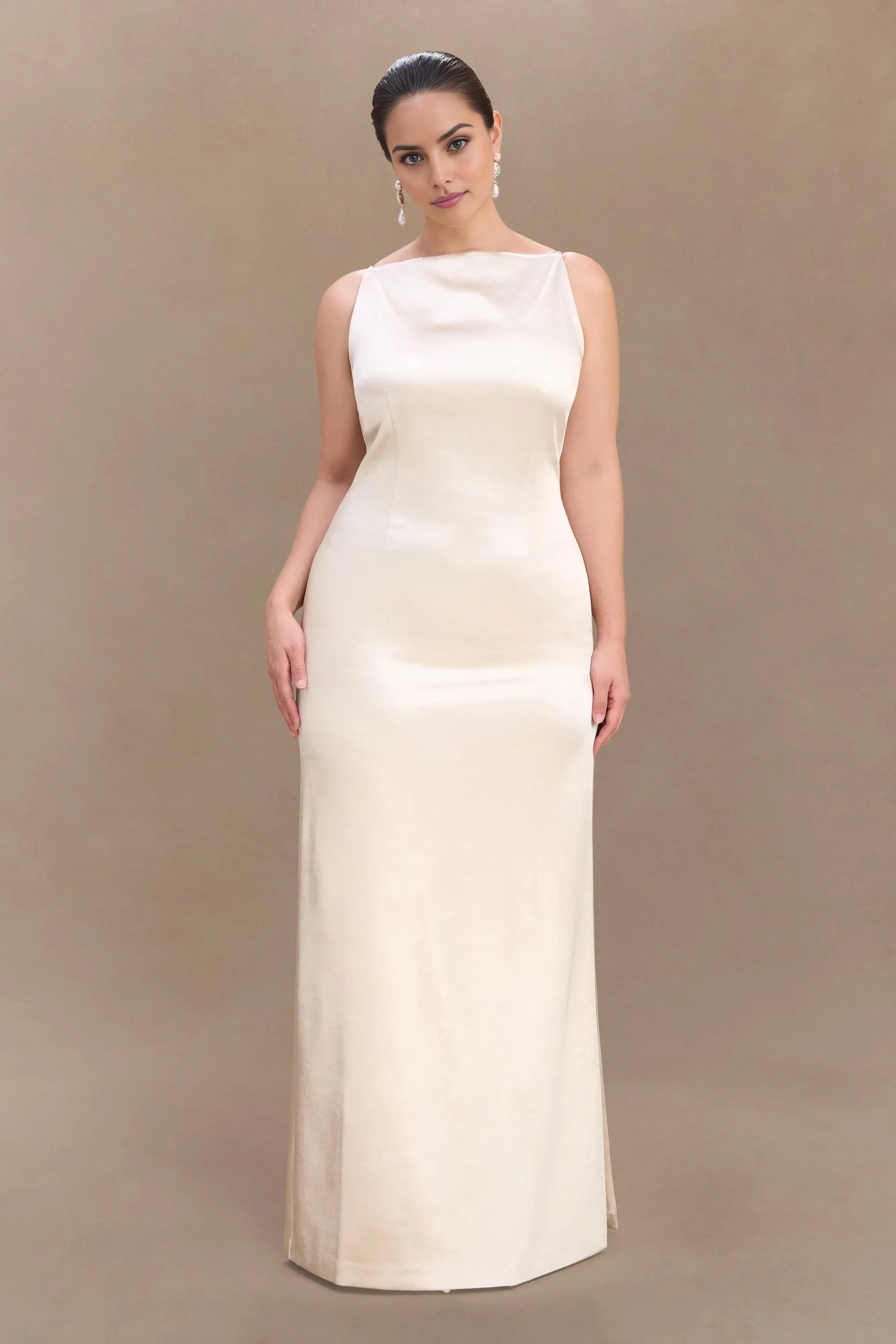 Graceful Plus Size Sheath Boat Neck Sleeveless Back Zipper Floor Length Prom Dress