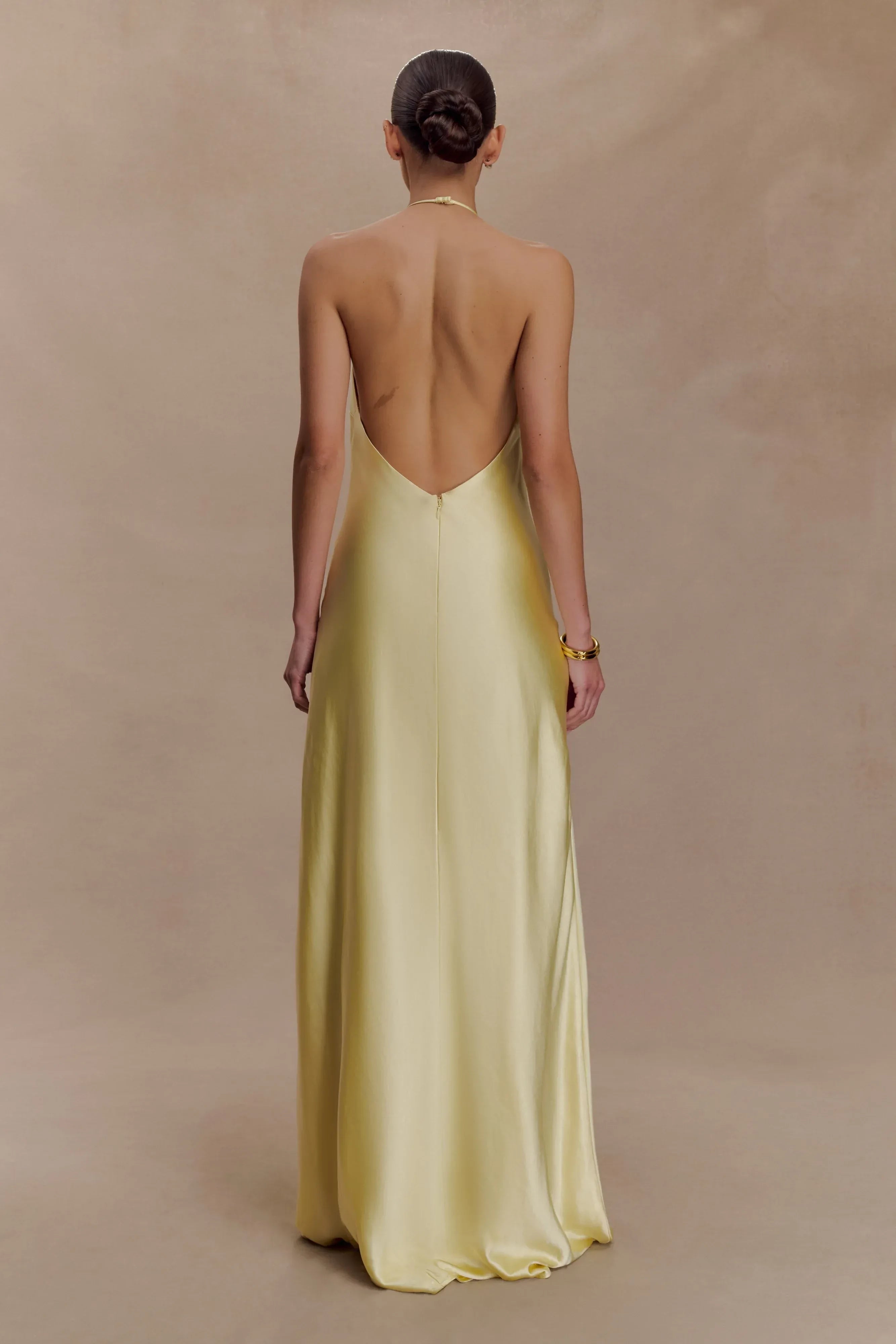 Graceful Sheath Halter Neck Sleeveless Open Back Floor Length Prom Dress