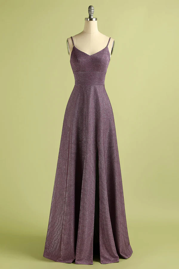 Grape Lace Up Long Satin Prom Dress Simple gentle atmospheric and unique design
