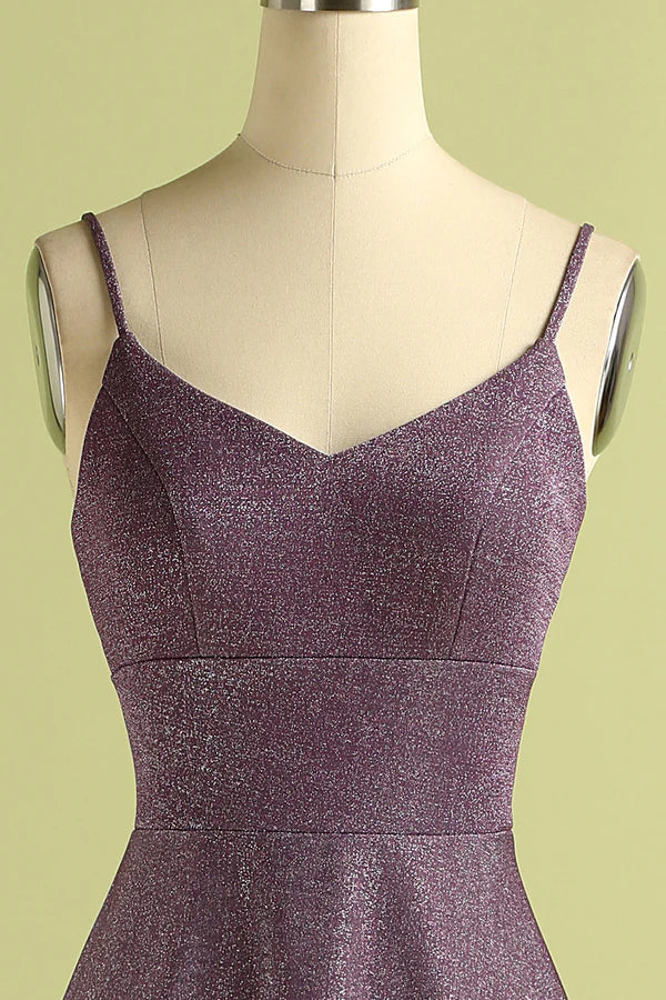 Grape Lace Up Long Satin Prom Dress Simple gentle atmospheric and unique design