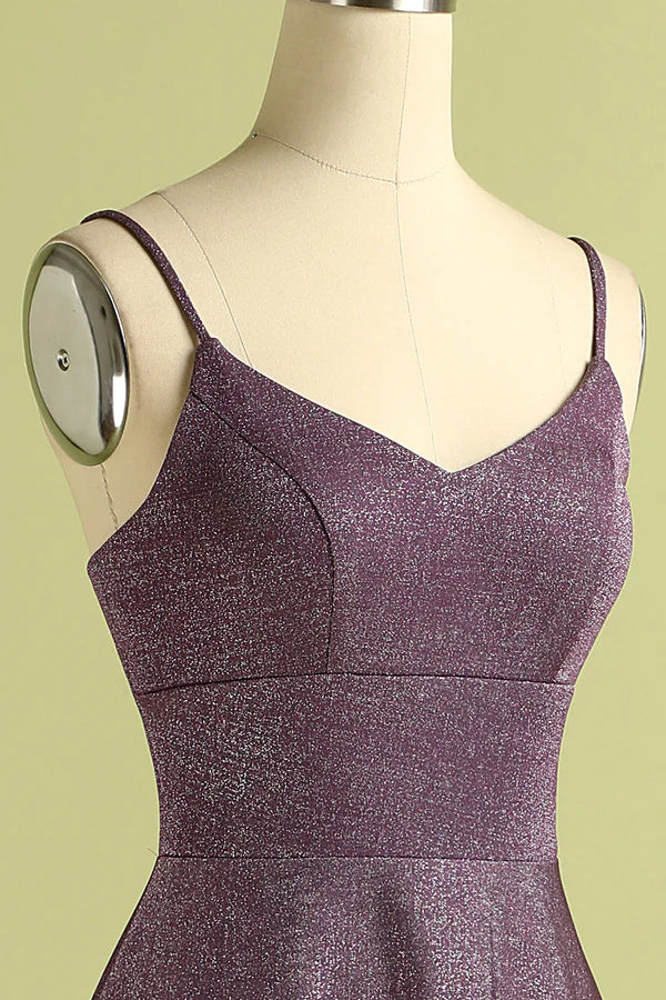 Grape Lace Up Long Satin Prom Dress Simple gentle atmospheric and unique design