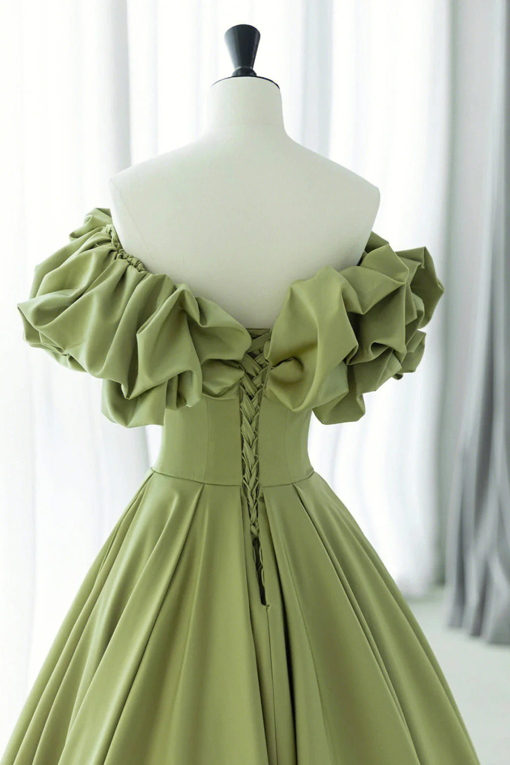 Green Satin Long Prom Dress Green A-Line Evening Dress simple gentle atmospheric and unique desi Bring summer colors to enhance white