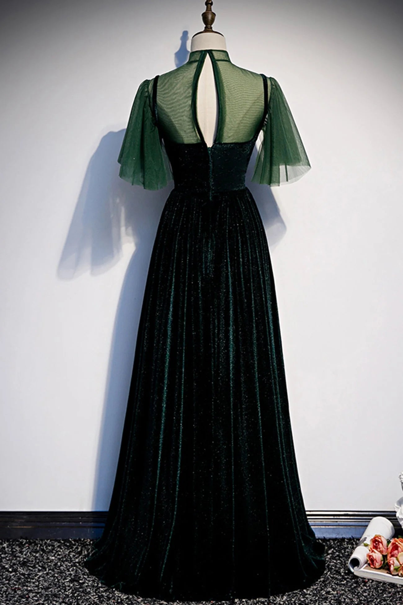 Green Velvet Long A-Line Prom Dress Green Formal Evening Dress simple gentle atmospheric and unique desi Bring summer colors to enhance whitenes