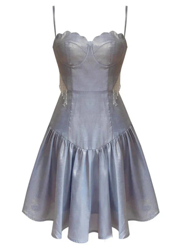 Grey A Line Spaghetti Strap Beaded Satin Short Homecoming Dress Cocktail Dress simple gentle atmospheric and unique desi Bring summer colors to enhance whiteness ﻿