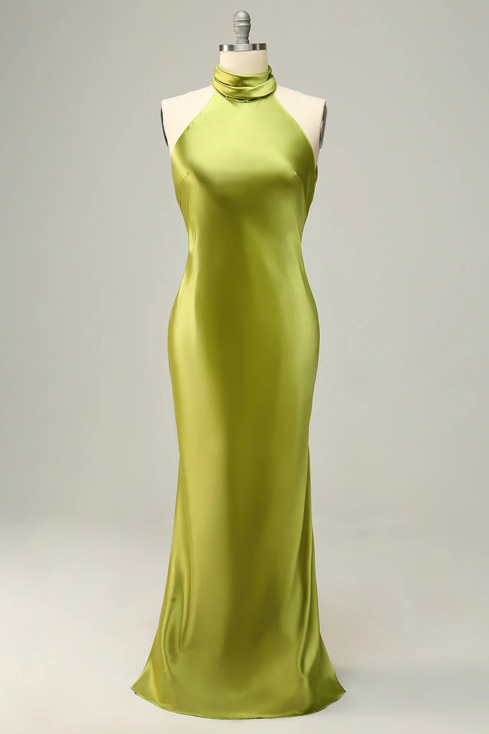 Open Back Lemon Green Long Bridesmaid Dress simple gentle atmospheric and unique desi Bring summer colors to enhance whiteness