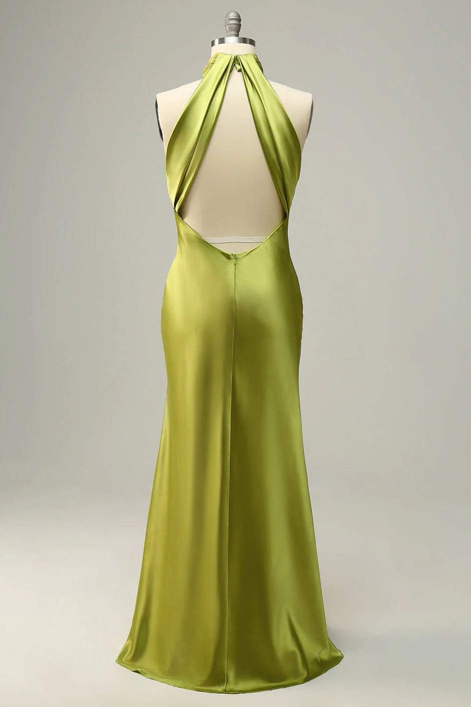 Open Back Lemon Green Long Bridesmaid Dress simple gentle atmospheric and unique desi Bring summer colors to enhance whiteness