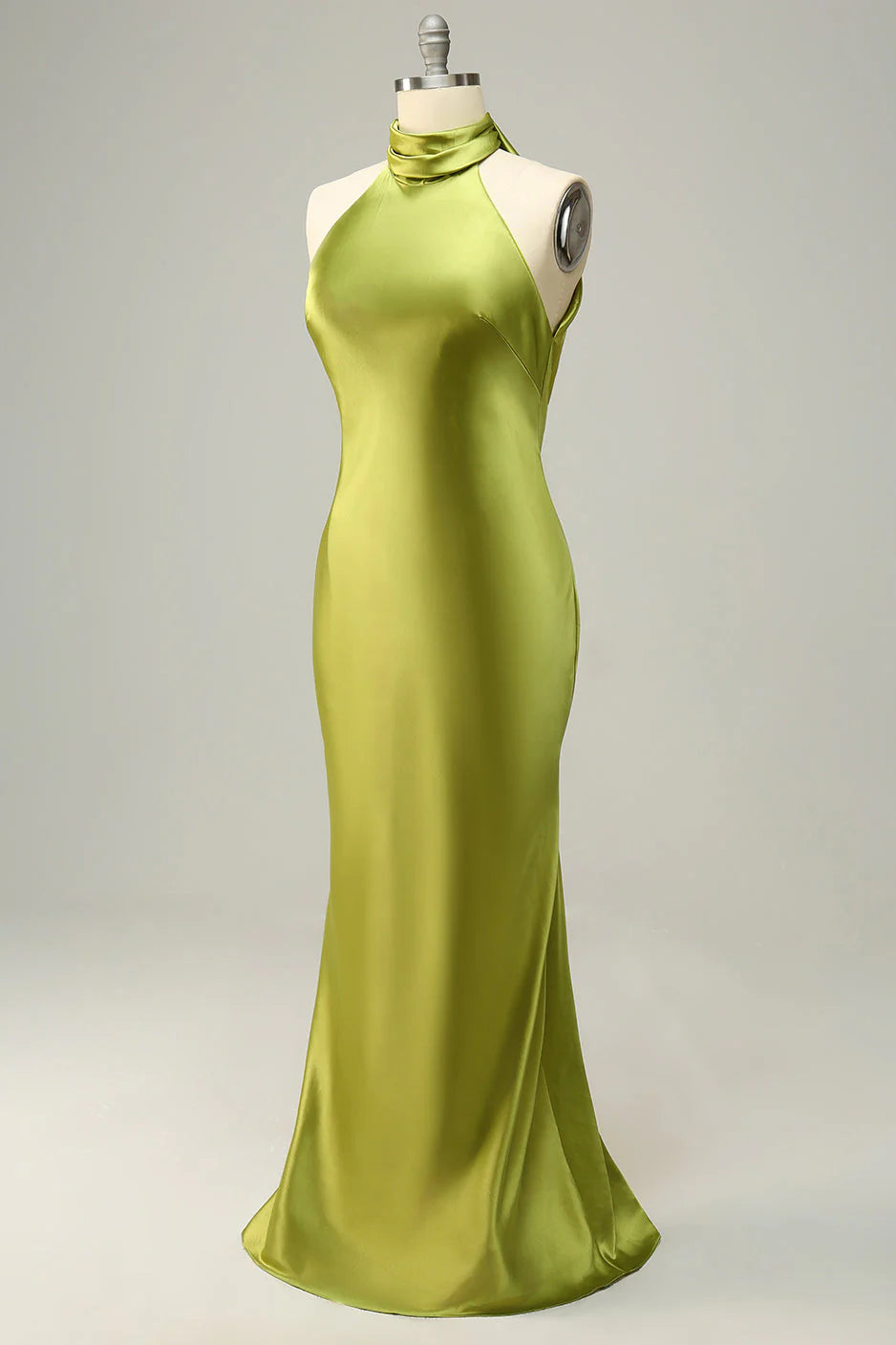 Open Back Lemon Green Long Bridesmaid Dress simple gentle atmospheric and unique desi Bring summer colors to enhance whiteness