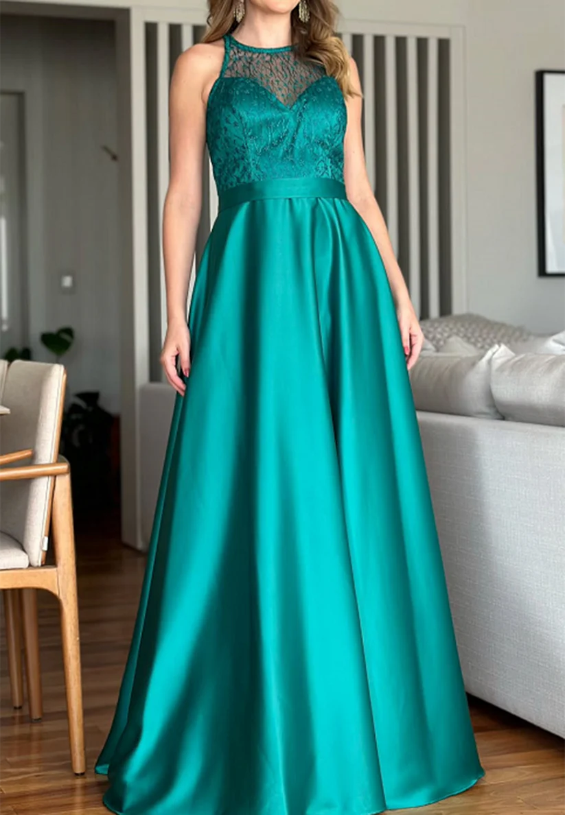 Halter Sleeveless Beaded Pleated A-Line Mother of Bride Dress simple gentle atmospheric and unique desi Bring summer colors to enhance whiteness