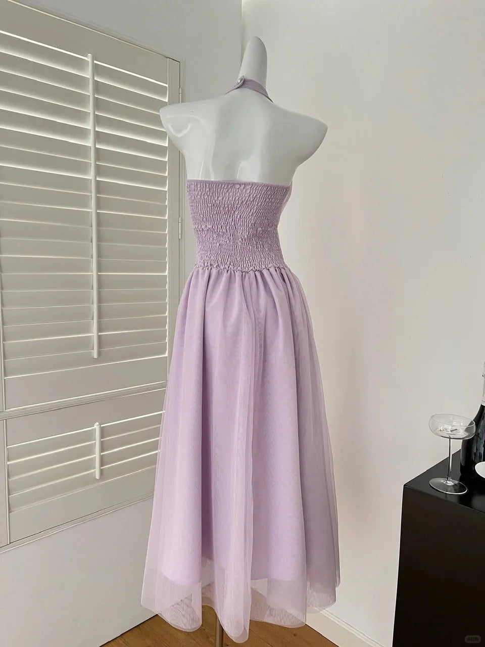 Halter V-Neck Temperament Waist Dress simple gentle atmospheric and unique desi Bring summer colors to enhance whiteness