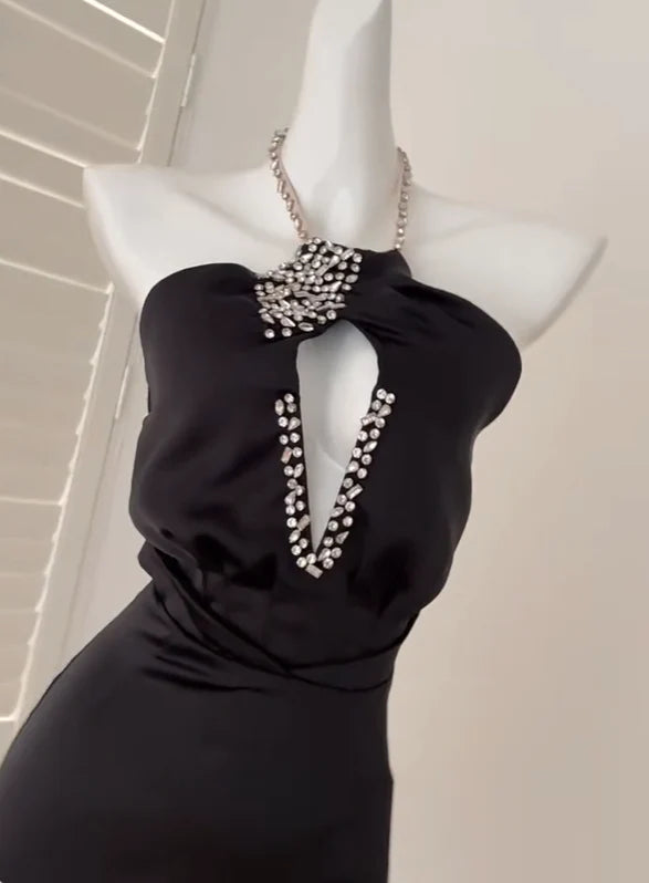 Heavy Diamond Short Satin Homecoming Dress Birthday Party Dress Cocktail Party Dress  simple gentle atmospheric and unique desi Bring summer colors to enhance whiteness