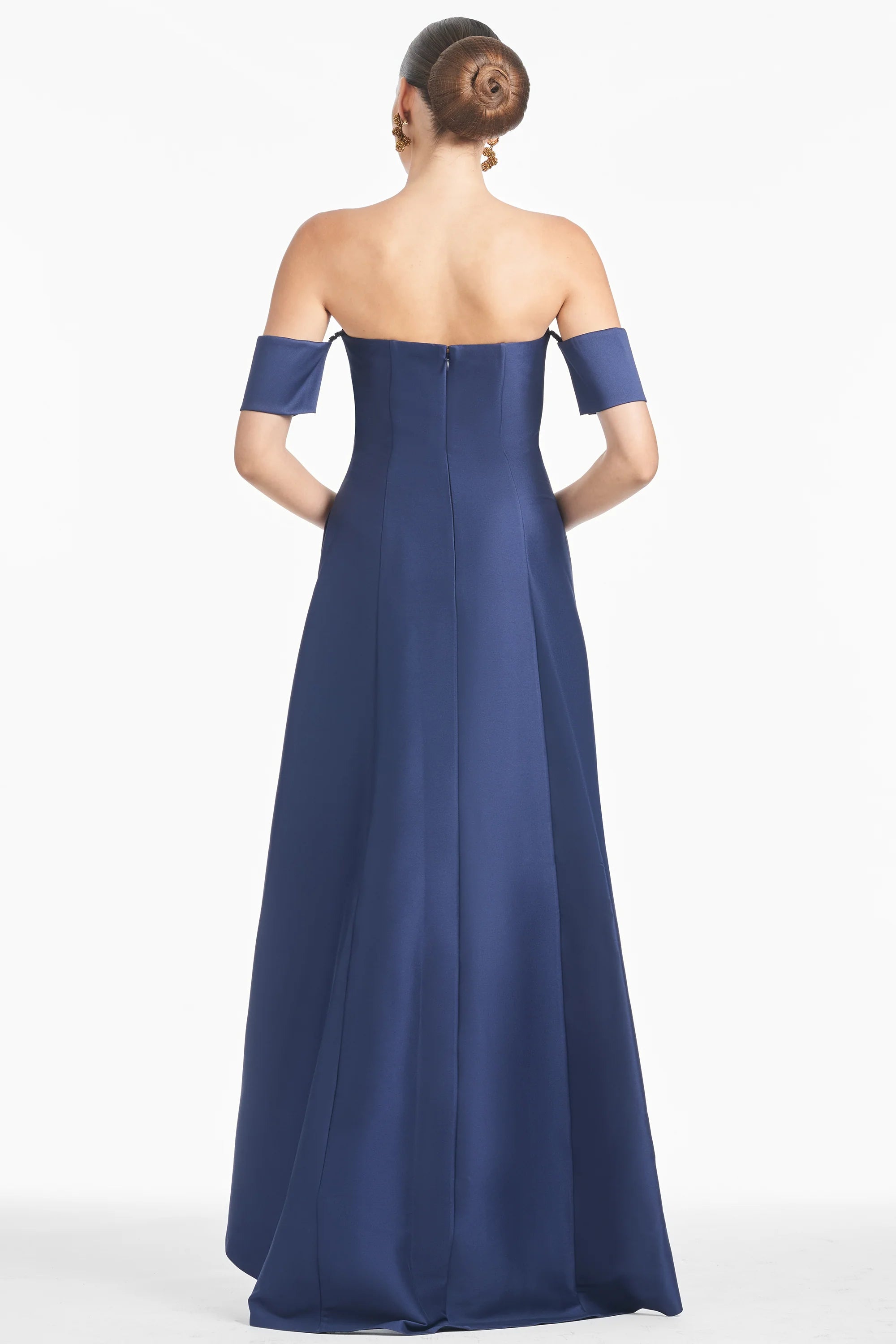 High Low A Line Off the Shoulder Short Sleeve Zipper Back Floor Length Female Evening Dress