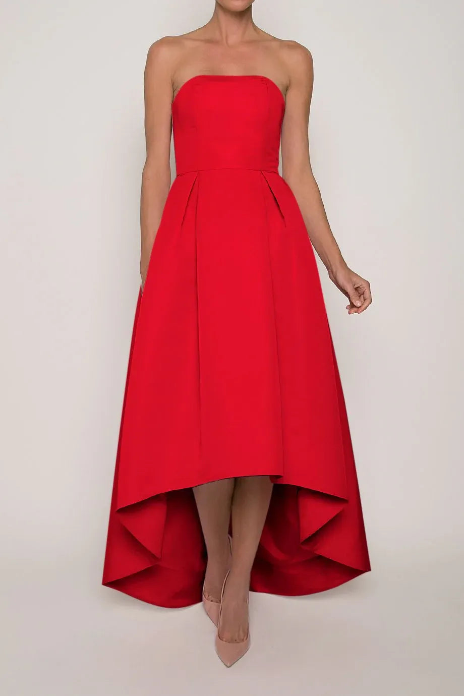 High Low A Line Strapless Sleeveless Zipper Back Floor Length For Sale Evening Dress