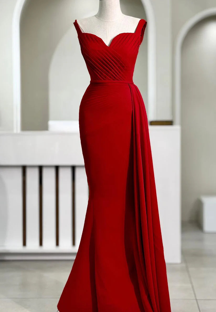 High Neck Long Sleeves Pleated Mermaid Formal Dress simple gentle atmospheric and unique desi Bring summer colors to enhance whiteness