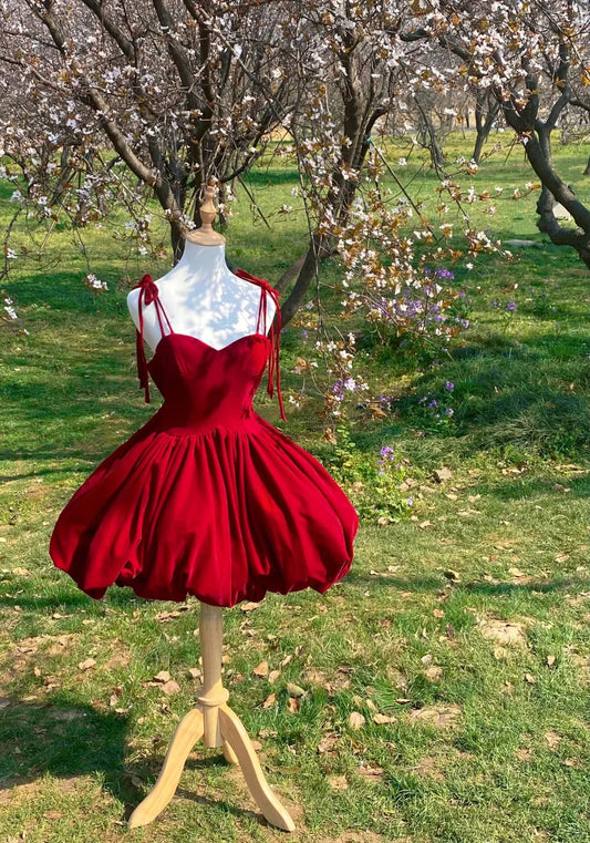 Homecoming Dress Short Velvet Prom Dress Evening Dress simple gentle atmospheric and unique desi Bring summer colors to enhance whiteness
