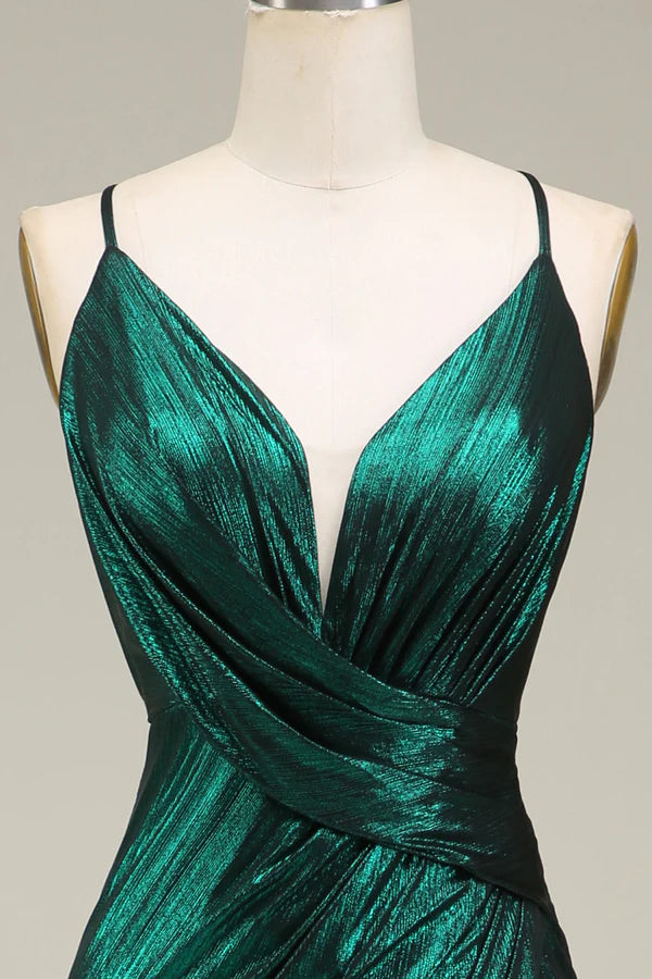Hot Mermaid Spaghetti Straps Dark Green Long Prom Dress with Open Back Simple gentle atmospheric and unique desig