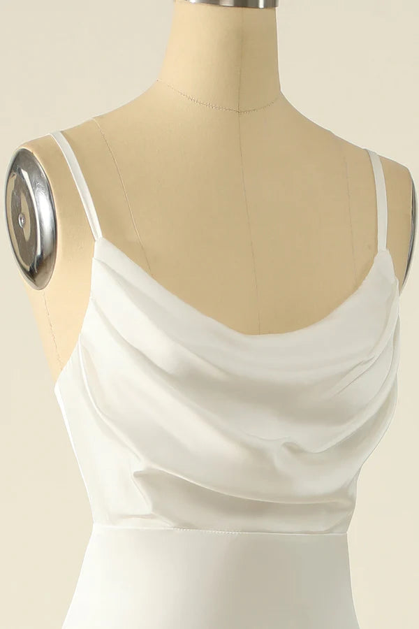 Ivory Satin Simple Prom Dress Simple gentle atmospheric and unique design