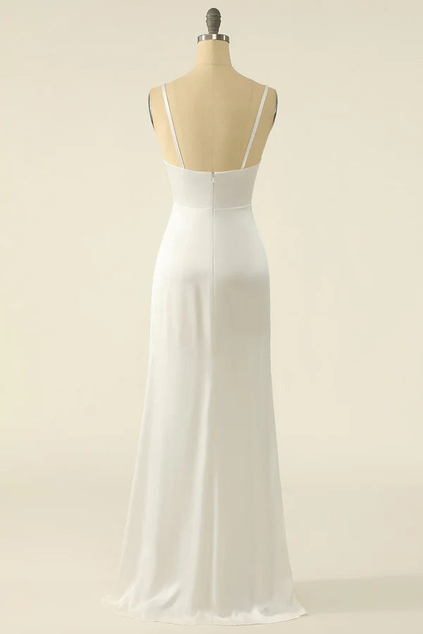 Ivory Satin Simple Prom Dress Simple gentle atmospheric and unique design