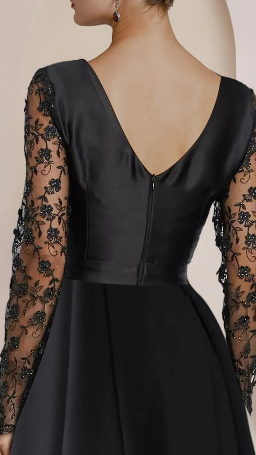 Jumpsuits Mother of the Bride Dress Formal Wedding Guest Elegant Party V Neck Floor Length Satin Lace Long Sleeve with Appliques simple gentle atmospheric and unique desi Bring summer colors to enhance whiteness