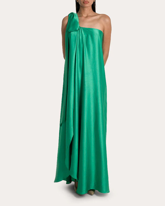Knotted Silk Blend Gown simple gentle atmospheric and unique desi Bring summer colors to enhance whiteness