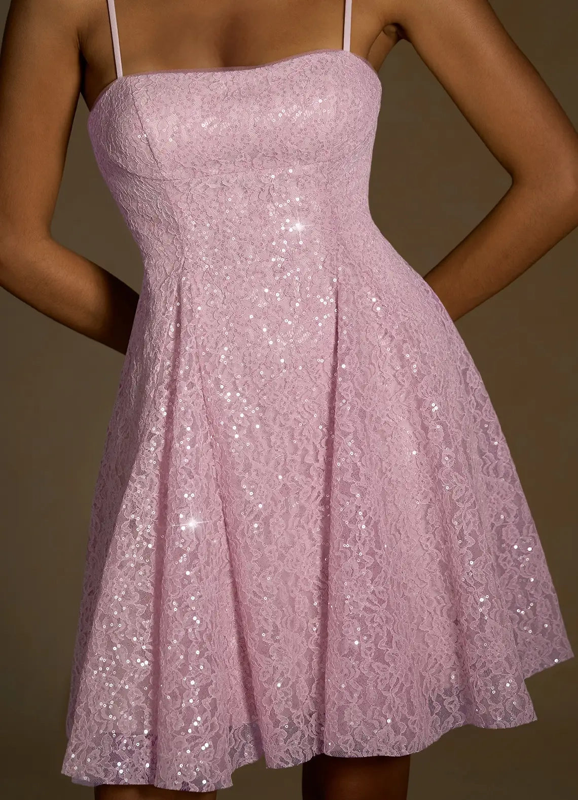 Lavender Sequin Lace Mini Dress with Criss - Cross Back Xenia Pink Sequin Mini Dress Homecoming Dresses