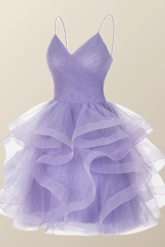 Lavender short a-line party dress homecoming dress simple gentle atmospheric and unique desi Brin