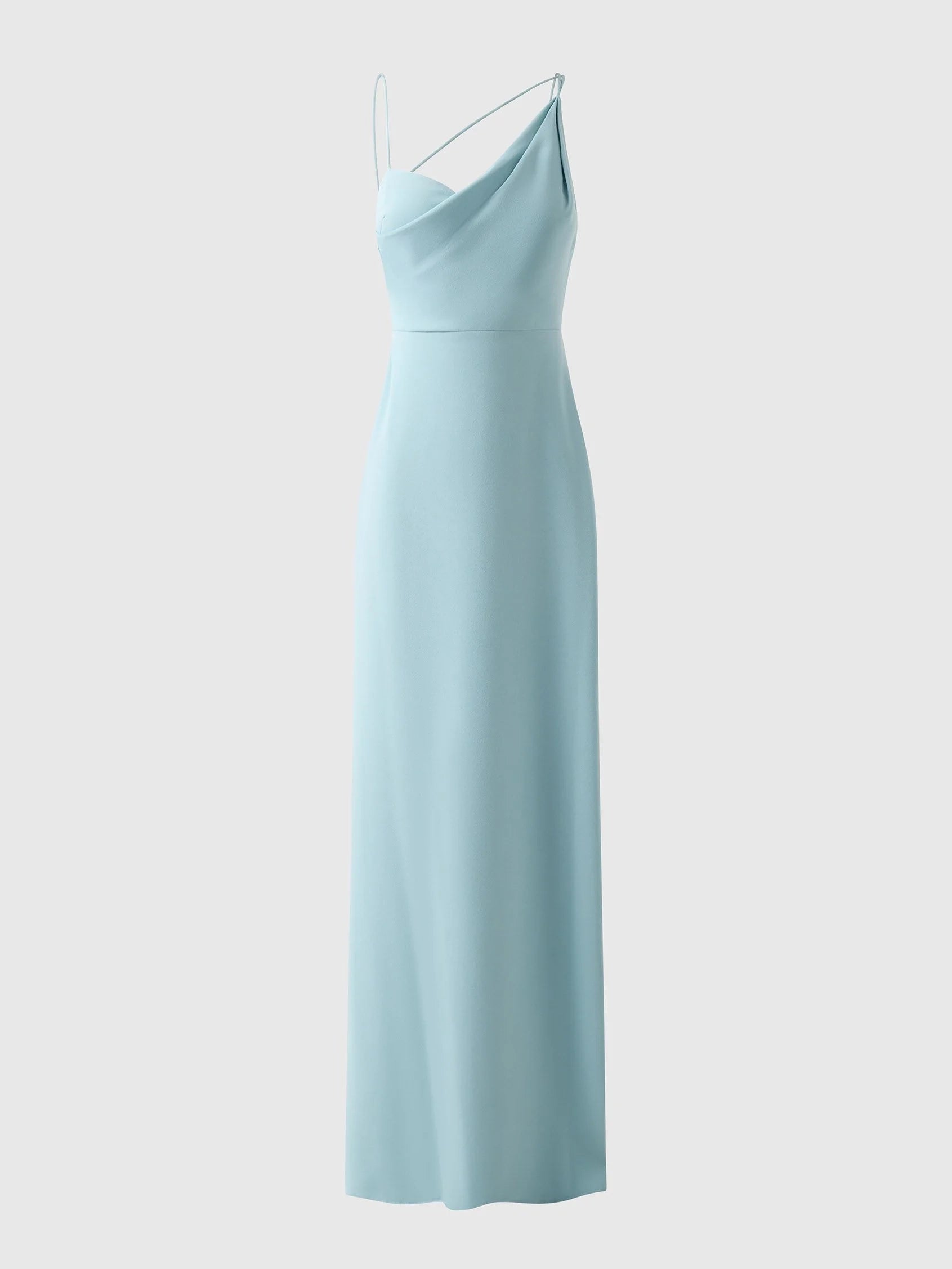 Light Blue Asymmetric Strap Maxi Dress Straight bridesmaid dress in crepe Mother of the Bride Dresses