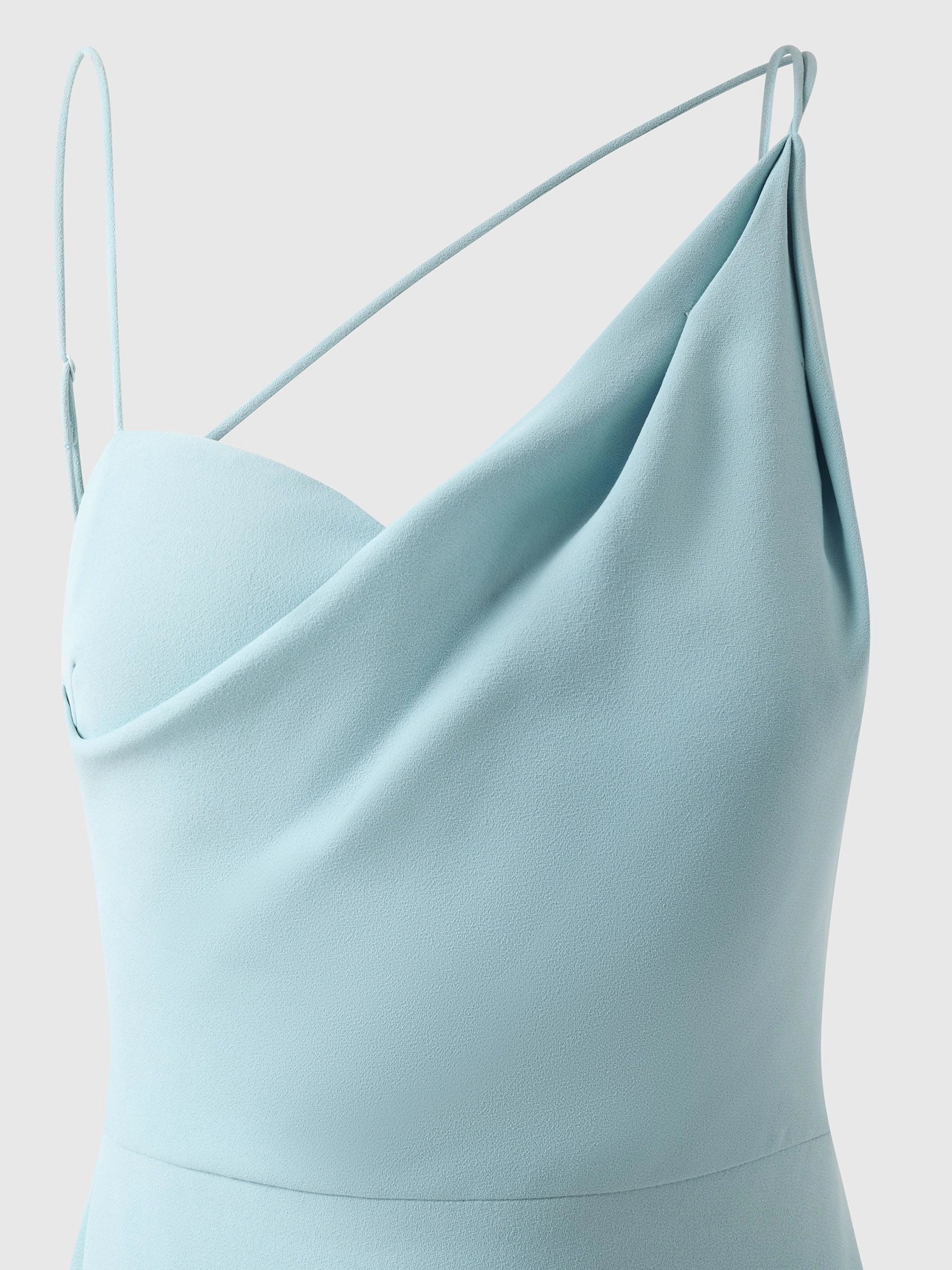 Light Blue Asymmetric Strap Maxi Dress Straight bridesmaid dress in crepe Mother of the Bride Dresses
