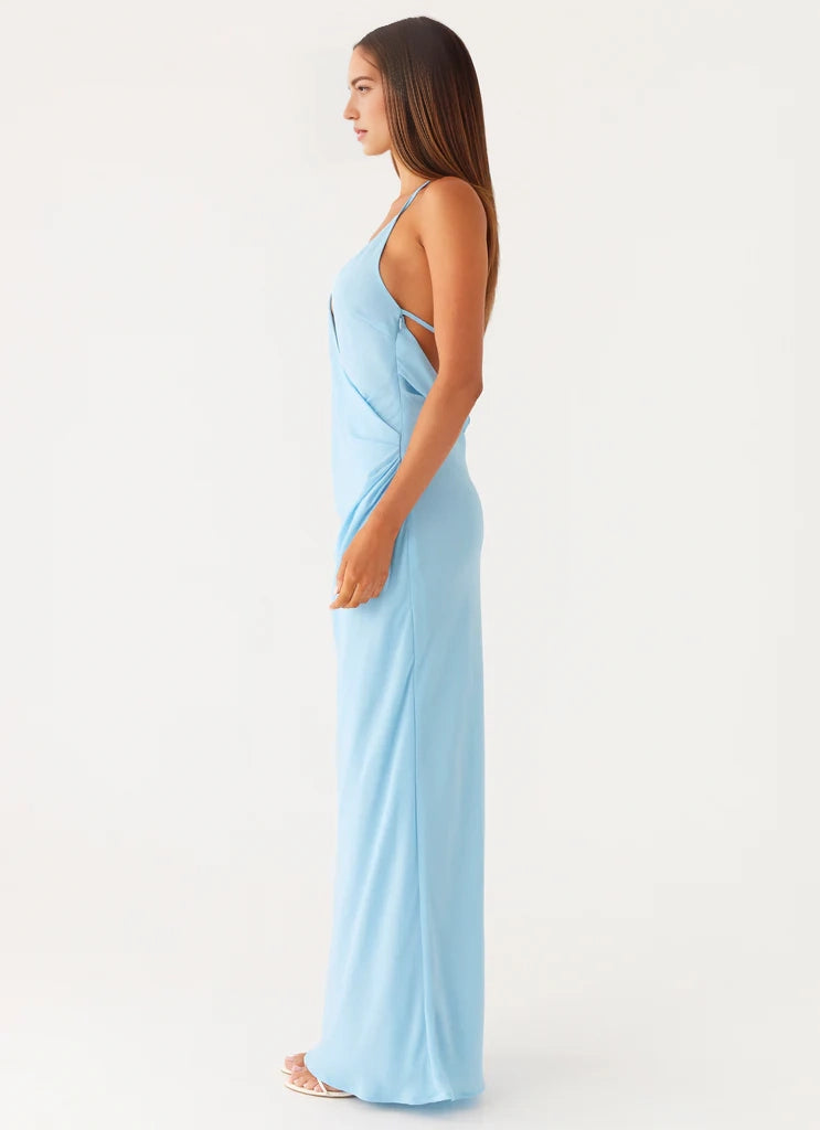 Light Blue Halter Neck Maxi Dress with Open Back Peppermayo Exclusive - Dress - Turquoise
