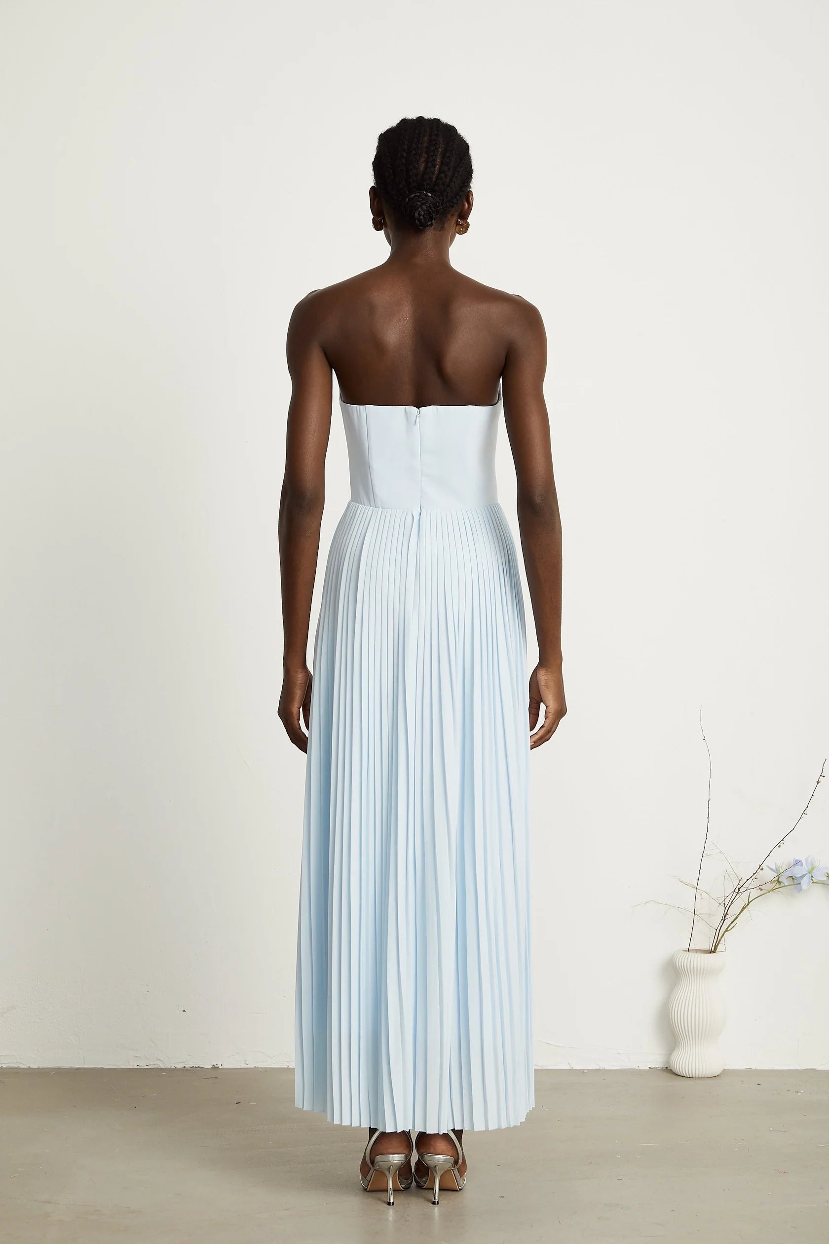 Light Blue Strapless Pleated Maxi Dress Carlotta blue pleated corset maxi dress Evening Dress