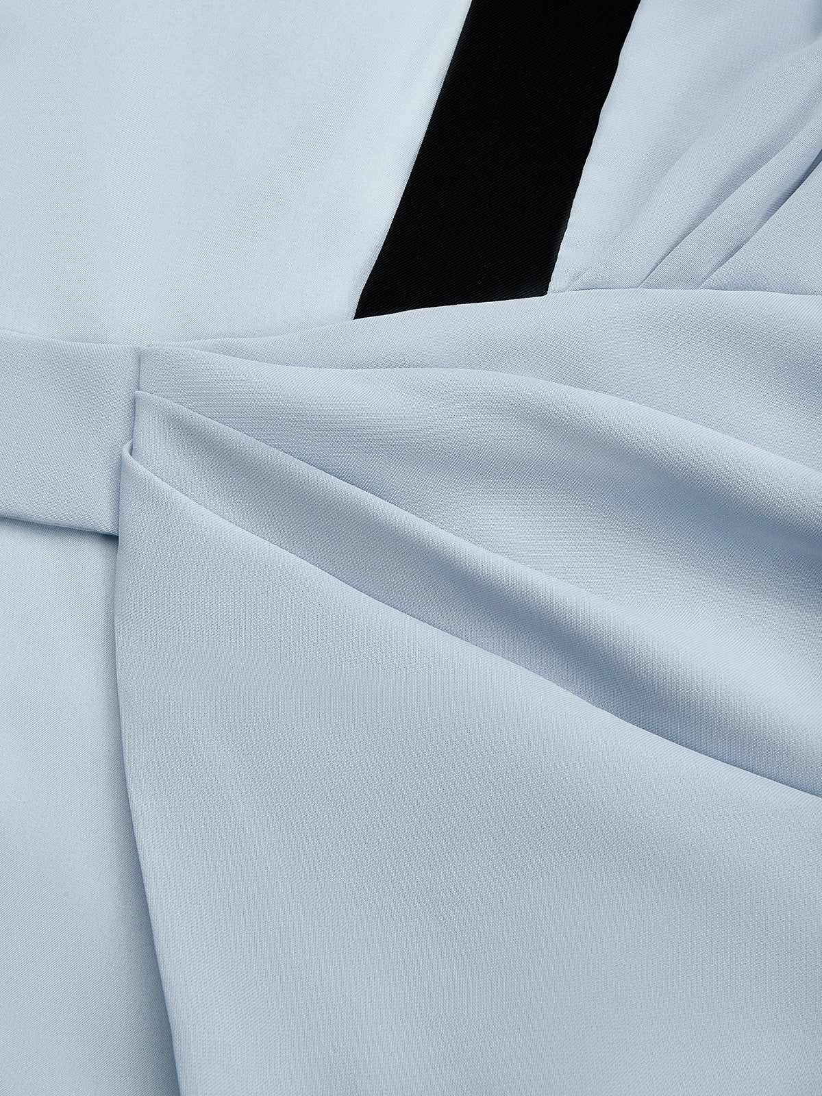 Light Blue Cotton Ruched Wrap Dress V Neck Sleeveless Sheath Maxi Dress simple gentle atmospheric and unique desi Bring summer colors to enhance whiteness