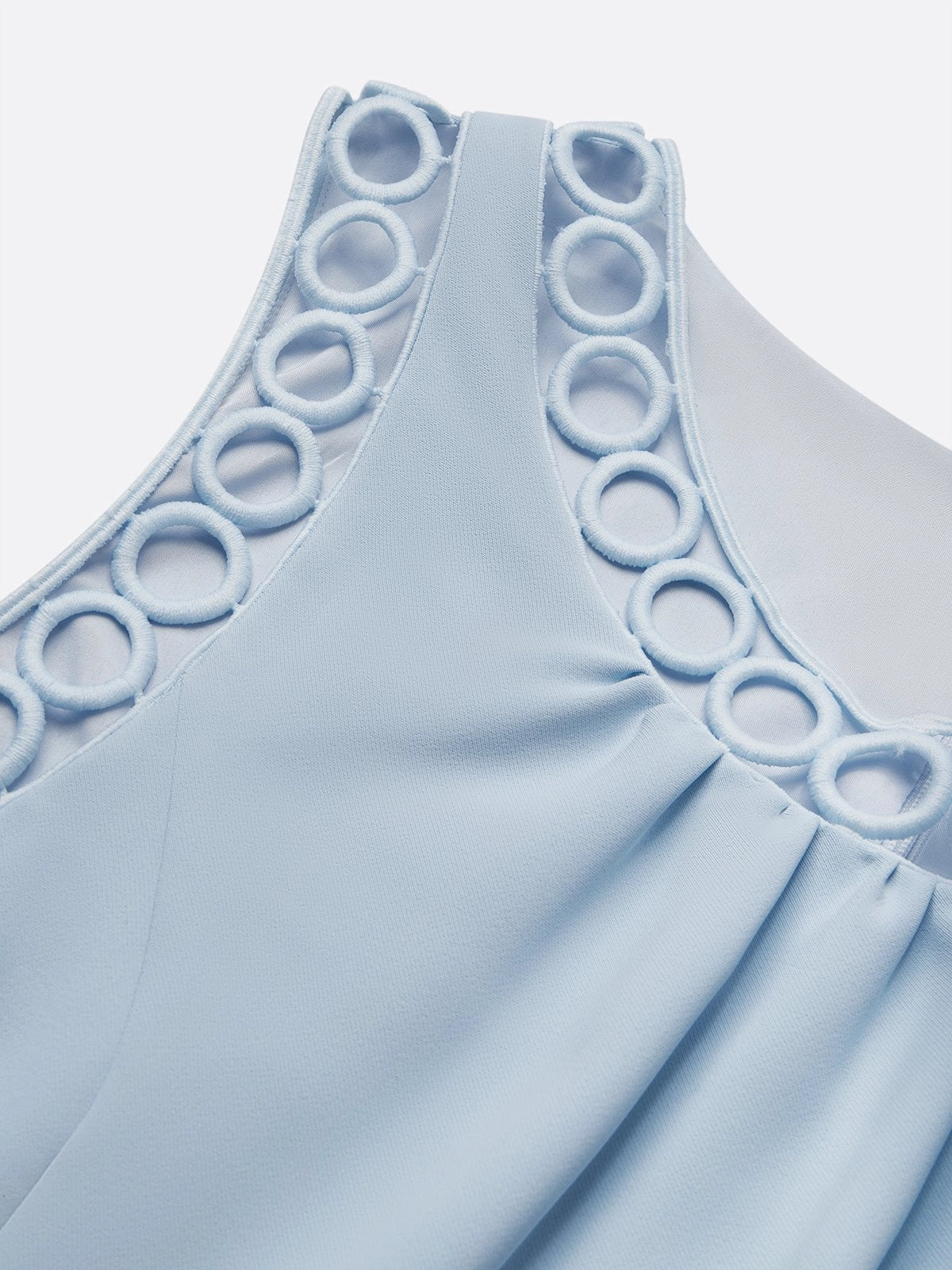 Light Blue Lace Classic Crew Neck Sleeveless Sheath Dress simple gentle atmospheric and unique desi Bring summer colors to enhance whiteness