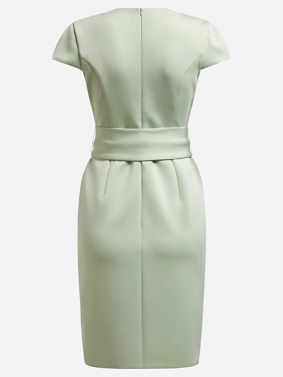 Light Green Tie Waist V Neck Short Sleeve Sheath Midi Dress simple gentle atmospheric and unique desi Bring summer colors to enhance whiteness
