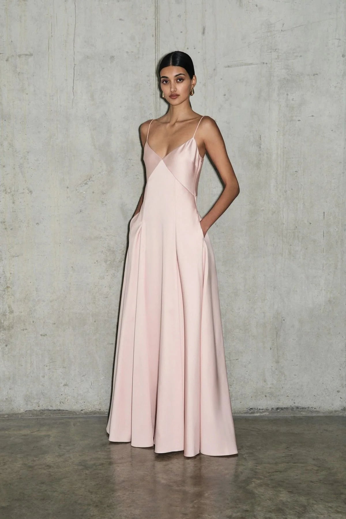Light Pink Simple A Line Spaghetti Strap Satin Long Prom Dress Evening Dress simple gentle atmospheric and unique desi Bring summer colors to enhance whiteness